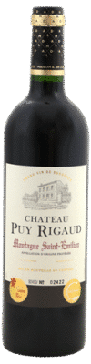 Fles Château Puy Rigaud Montagne Saint-Émilion uit het jaar 2021 met een inhoud van 0.75 L en alcoholpercentage van 15. Deze wijn komt uit de wijnstreek Bordeaux gelegen in Frankrijk. Het druivenras is Merlot. Het EAN nummer van de fles op de afbeelding is 3429672144534.