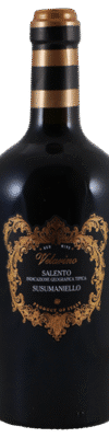 Fles Velarino Salento Susumaniello uit het jaar 2022 met een inhoud van 0.75 L en alcoholpercentage van 13.5. Deze wijn komt uit de wijnstreek Puglia gelegen in Italië. Het druivenras is Susumaniello. Het EAN nummer van de fles op de afbeelding is 8008863057225.